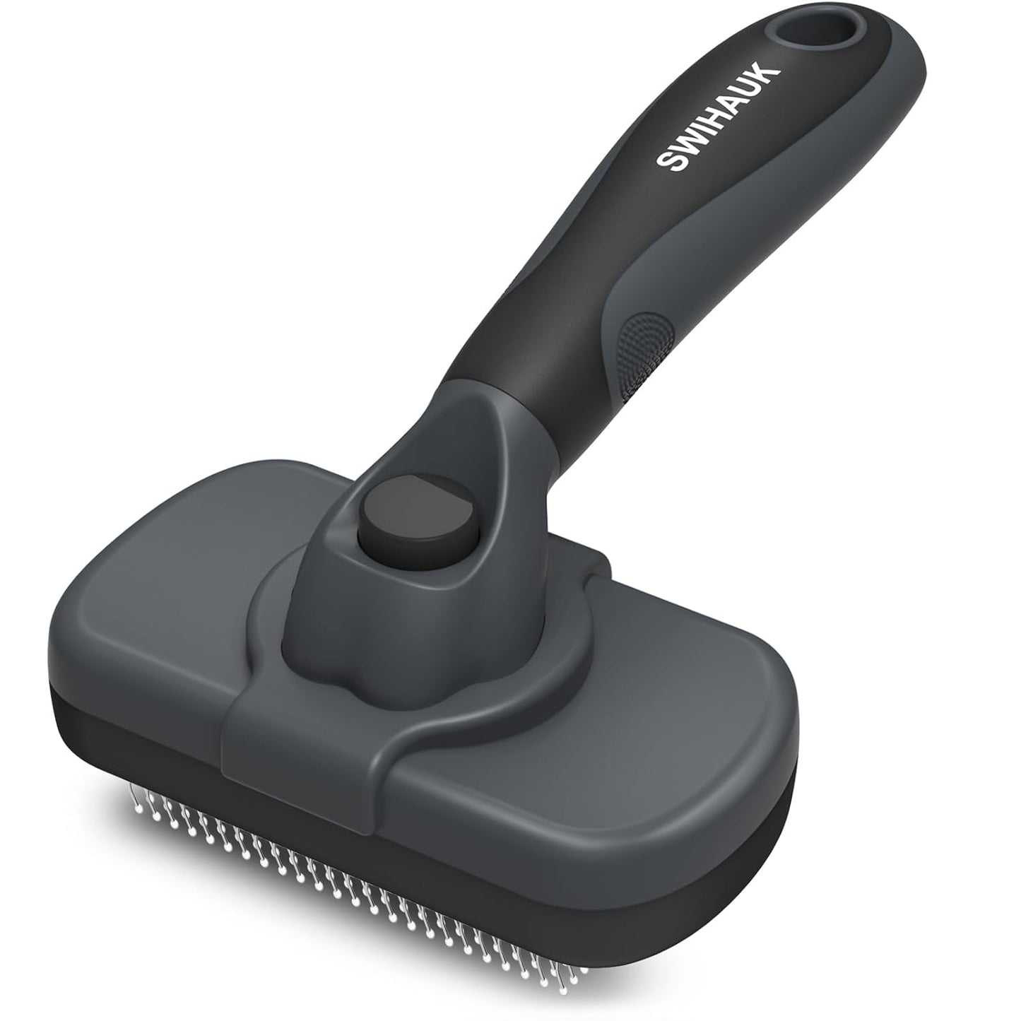 Self-Cleaning Slicker Brush for Dogs and Cats - Ergonomic, Skin-Friendly Grooming Tool for Effortless Deshedding and Fur Removal in Black