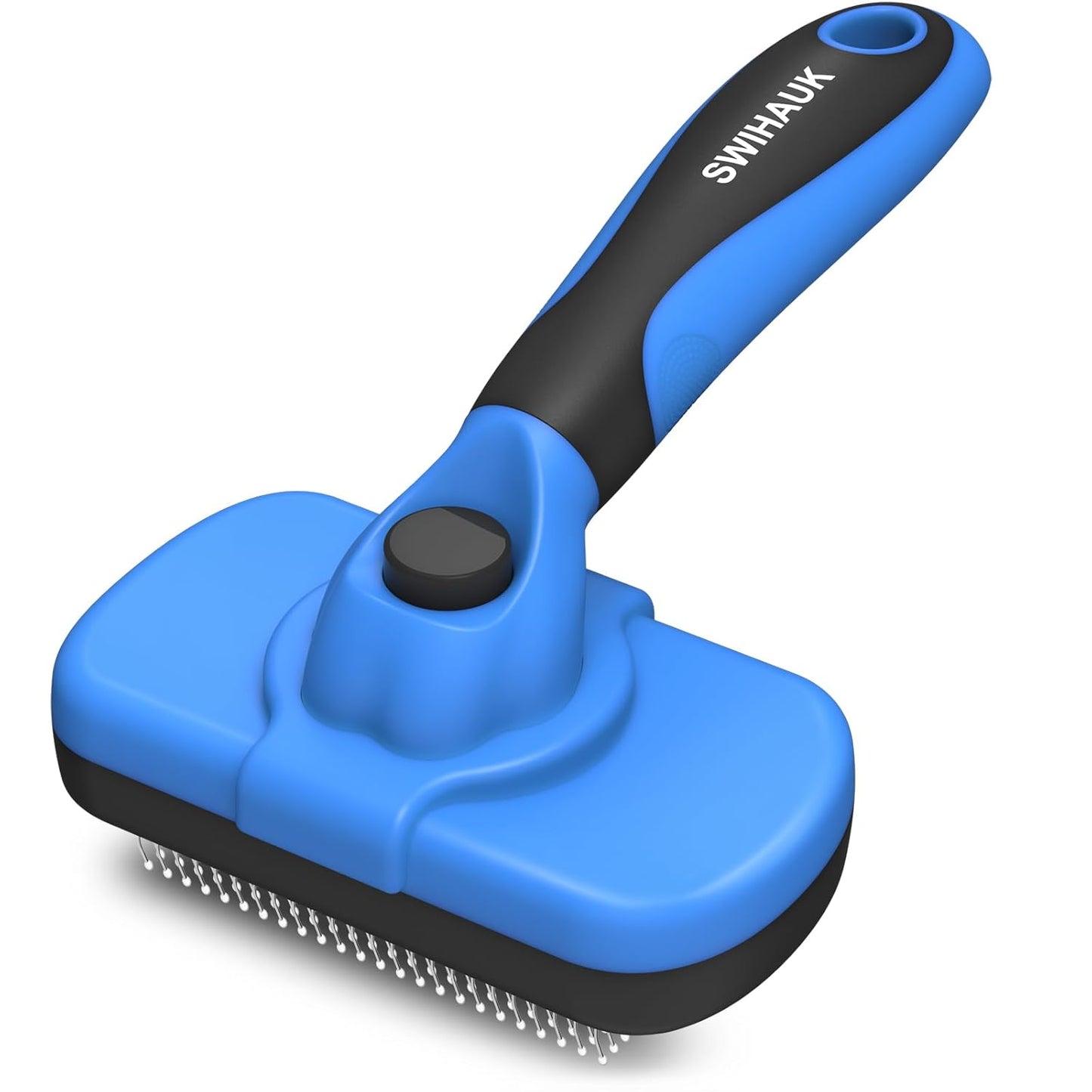 Self-Cleaning Slicker Brush for Dogs and Cats - Ergonomic, Skin-Friendly Grooming Tool for Effortless Deshedding and Fur Removal in Black