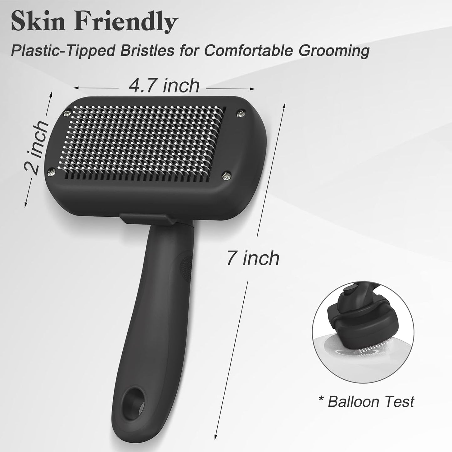 Self-Cleaning Slicker Brush for Dogs and Cats - Ergonomic, Skin-Friendly Grooming Tool for Effortless Deshedding and Fur Removal in Black