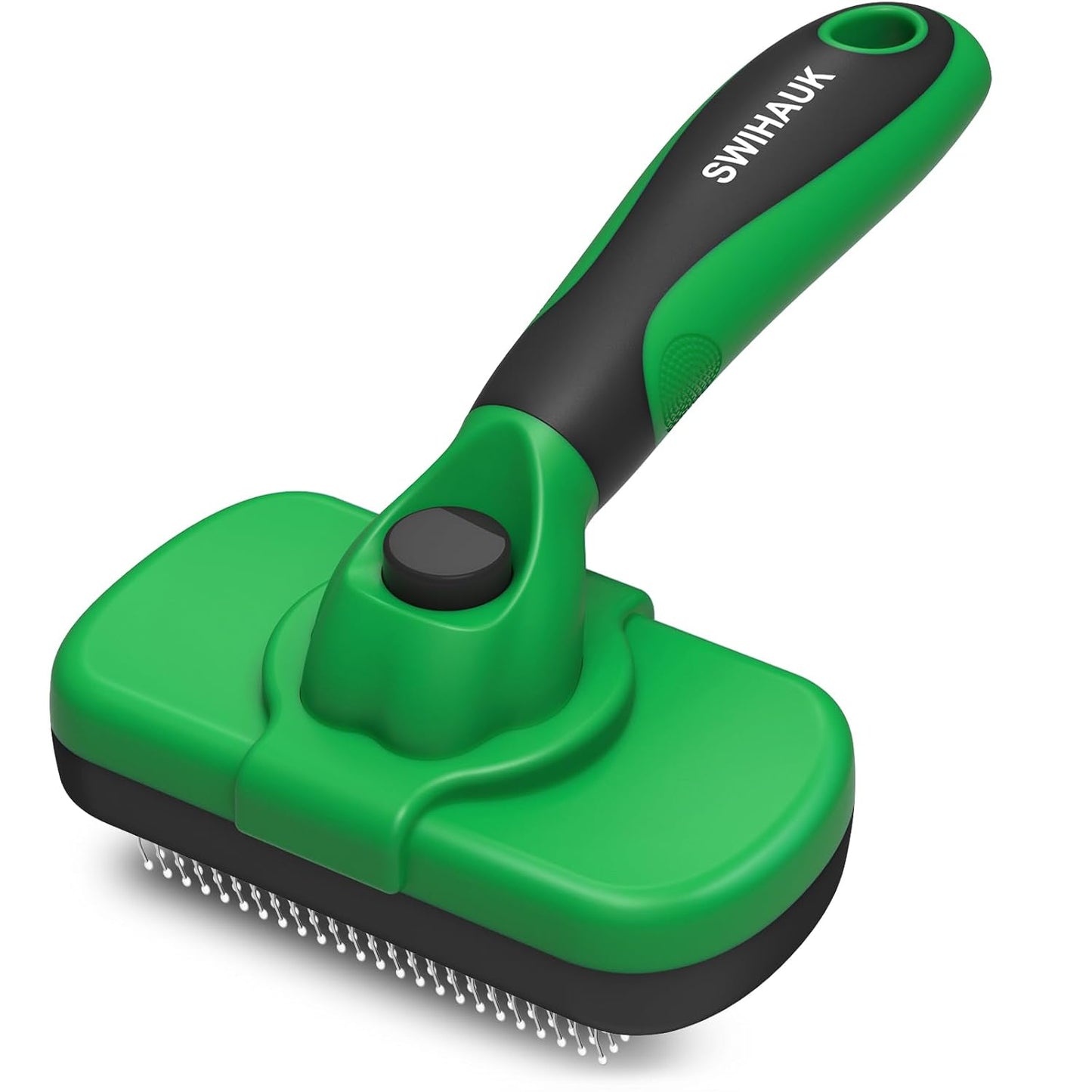 Self-Cleaning Slicker Brush for Dogs and Cats - Ergonomic, Skin-Friendly Grooming Tool for Effortless Deshedding and Fur Removal in Black
