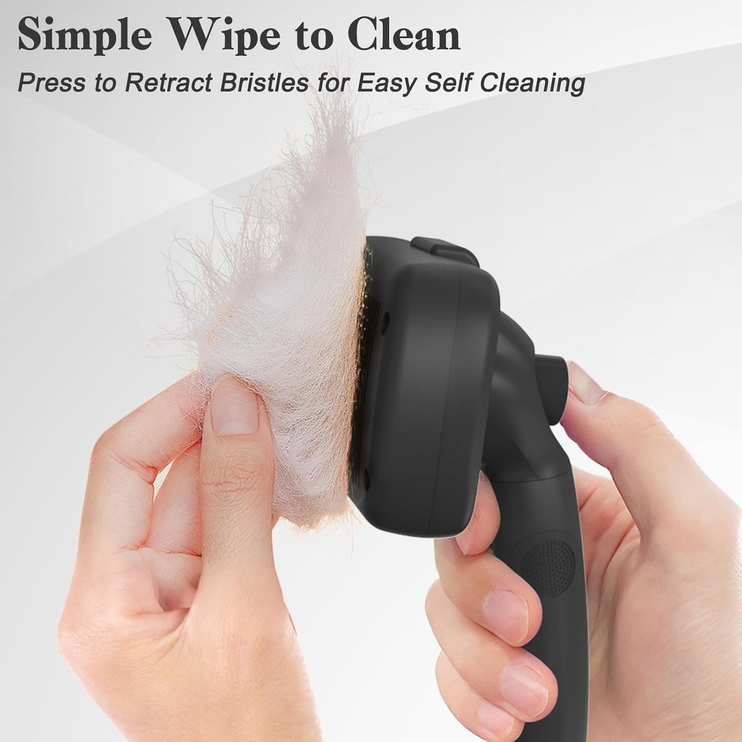 Self-Cleaning Slicker Brush for Dogs and Cats - Ergonomic, Skin-Friendly Grooming Tool for Effortless Deshedding and Fur Removal in Black