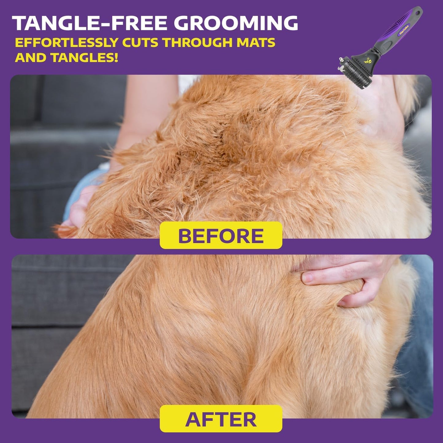Transform Grooming Time into a Pampering Experience with Our Dual-Sided Dematting Comb for Dogs and Cats - Effortlessly Eliminate Tangles and Mats for Smooth, Silky Fur!